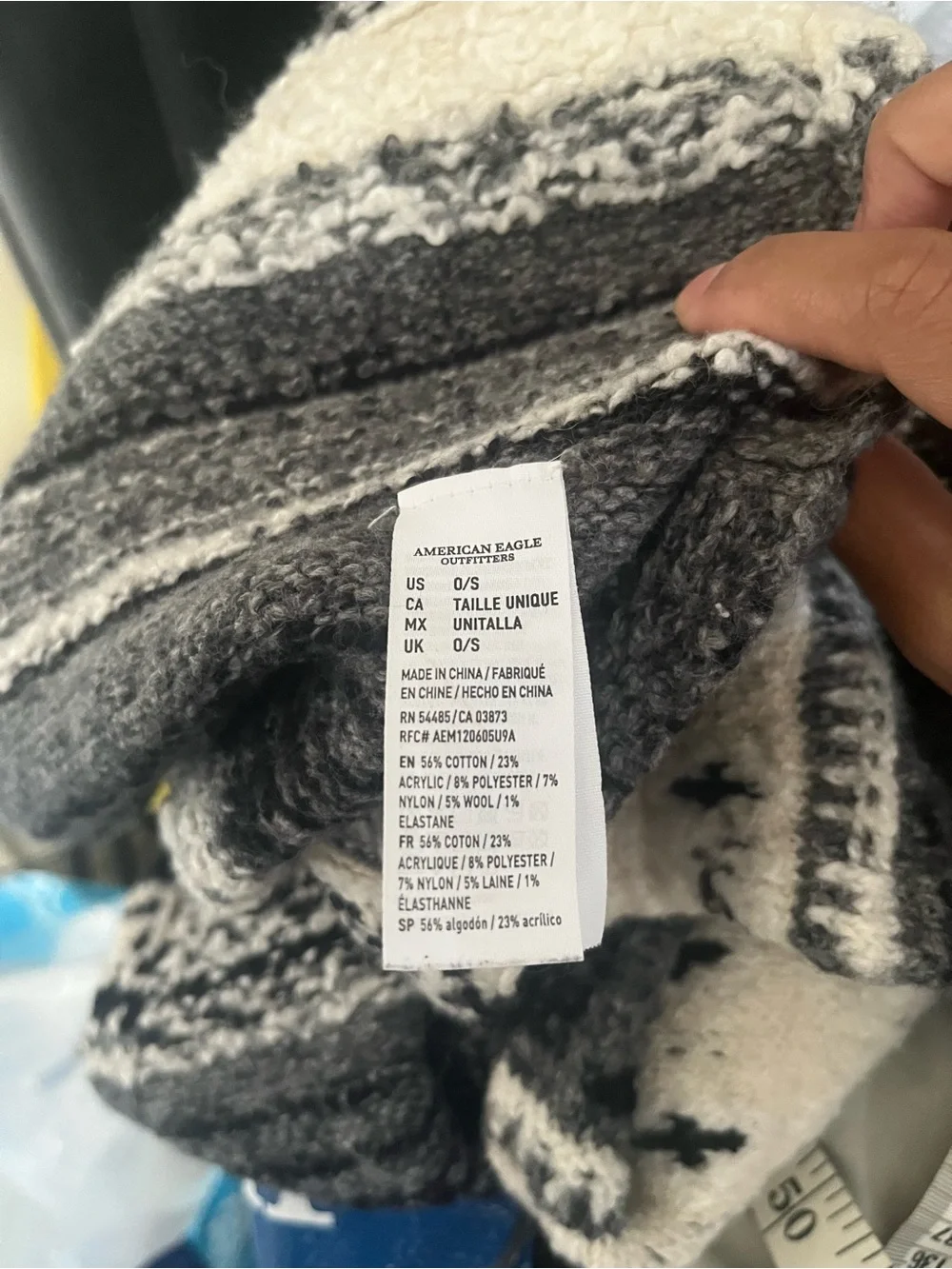 American Eagle Gray Fair Isle Infinity Scarf Womens Wool Blend Nordic Winter